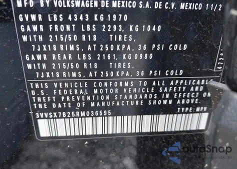 2024 Volkswagen Taos 1.5T Se from USA, damaged, VIN 3VVSX7B25RM036595